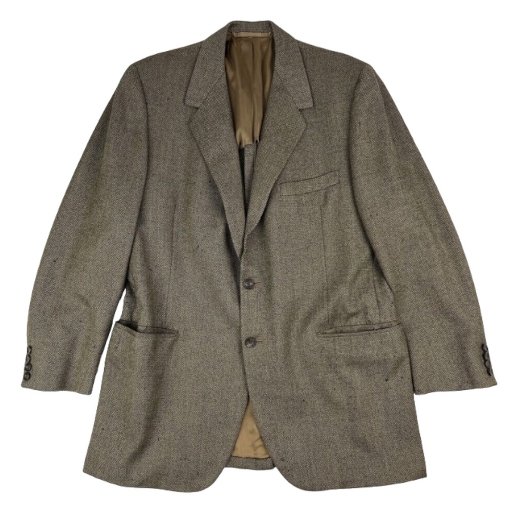 Oxxford Clothes Brown & Blue Woven‎ Wool 2 Button 1 Vent Blazer Mens Size 43T